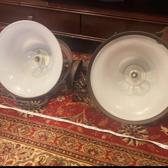 Island Billiard 3 light bronze pendant liberty bell alabaster shade kitchen pool - Picture 11 of 16